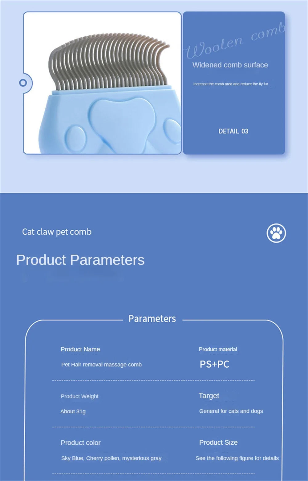 🐾 Pente de Massagem e Desembaraço para Pets – Cuide do Pelo com Conforto e Eficiência