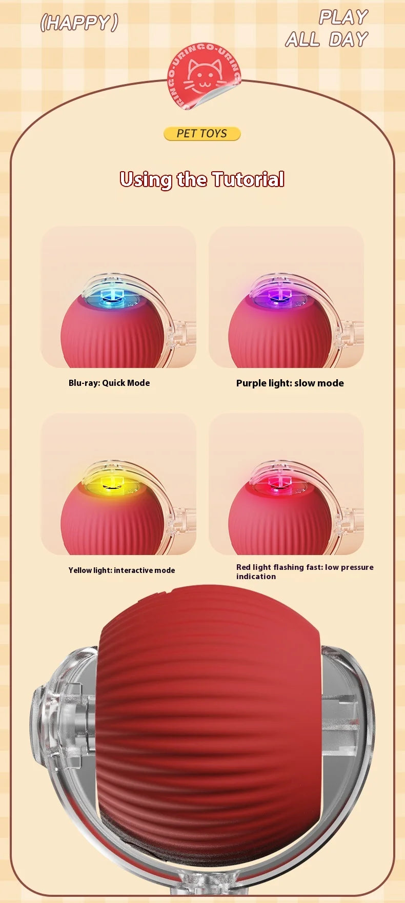 🐱 Bola Interativa Elétrica para Gatos – Inteligente, Recarregável e Super Divertida