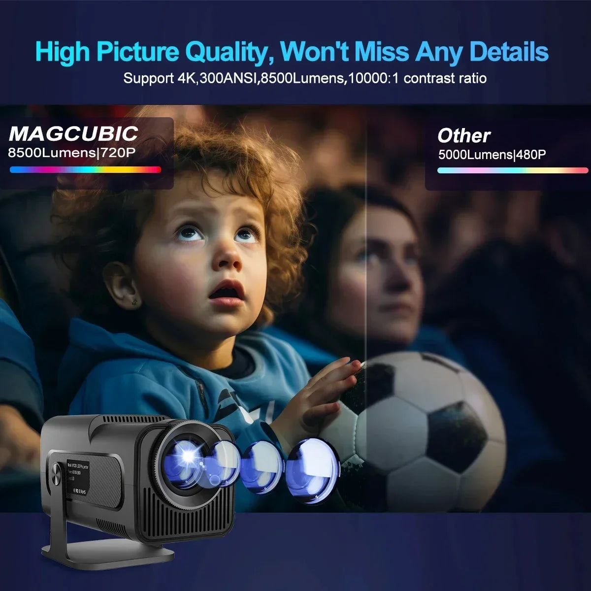 🎥 Projetor Portátil HY320™ – Tecnologia, Potência e Imersão em Qualquer Lugar!